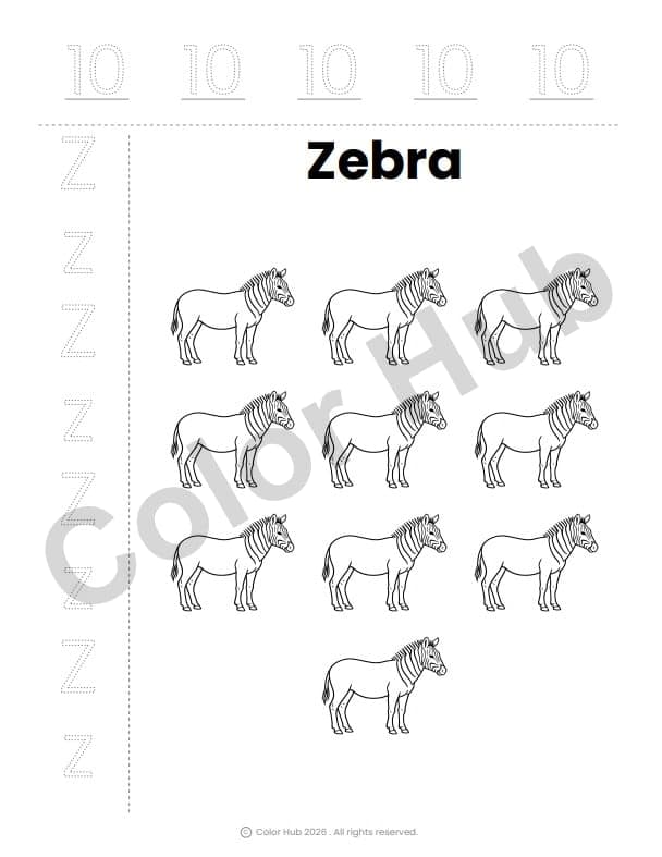 Sample page from A–Z / 1–10 Tracing Book Bundle