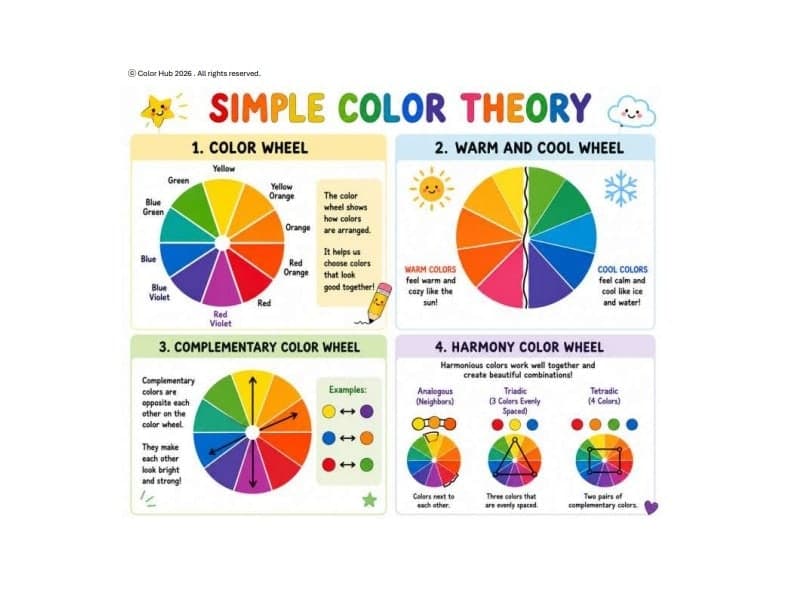 Sample page from Free Kids' Color Wheel Guide