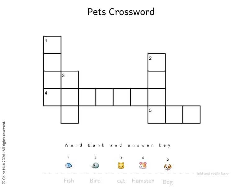 Sample page from Free Pet Crossword Puzzle